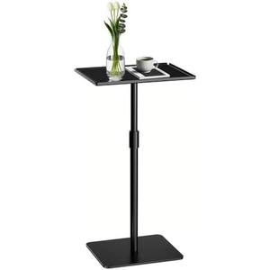 OIKASSU Height Adjustable C Shaped End Table,Metal Sofa Side Table,Small TV Tray Table for Small Spaces with Matte Black Tray,Bed Table Drink Coffee Tables for Bedroom,Black