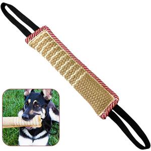 Dog Tug Toy, Dog Bite Jute Pillow Pull Toy with 2 Strong Handles, Perfect for Tug of War, Puppy Training Interactive Play, Bite Training Toys for Medium to Large Dogs (Pink Yellow)