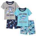 The Children's Place baby boys The Children's Place Toddler Short Sleeve Top and Shorts Snug Fit 100% Cotton 2 Piece Pajama Set, Jaw-some/Fin-tastic, 18-24 Months US