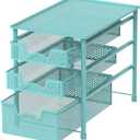 Simple Houseware Stackable 3 Tier Sliding Basket Organizer Drawer, Turquoise