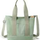 Canvas Tote Bag with Zipper for Women Crossbody Bag Trendy Shoulder Handbag Satchel Hobo Bag Messenger Bag with Compartments