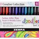 Zebra Pen Doodlerz Gel Stick Pen Mega Set, Bold Point, 1.0mm, Assorted Glitter, Neon, Metallic, Pastel Colors, 60 Pack (41960)