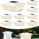 T-SUN 4x4 Post Cap Lights 12 Pack for Vinyl & Wooden Fence Auto Dusk to Dawn Outdoor Waterproof Warm/Cool White Solar Powered Deck/Patio Lighting