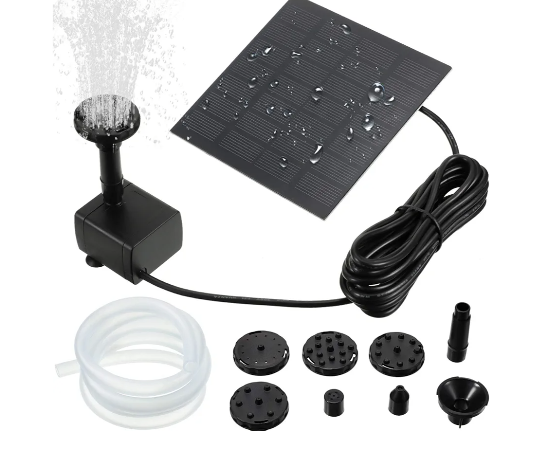 Mudder Solar Fountain Pump 1.5W 200L/H Solar Powered Panel Water Pump Garden Floating Tool with 6 Nozzles, Silicone Clear Tubing for Garden, Pool, Pond, Aquarium, Fountain Supplies