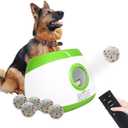 Automatic Dog Ball Launcher, Upgraded Interactive Dog Balls Thrower with Ajustable Distance 20Ft-70Ft, Remote Control Ball Launcher for Medium and Large Dogs, 6 Etpu Toy Balls (Lime Green)
