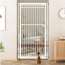 78.8" Extra Tall Cat Gate, 28.3-33" Wide Safety Metal Cat Door, Pressure Mounted Easy Walk Through Pet Gate with Door for Stairs, Doorways, Kitchen (White)