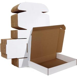 HORLIMER 12x9x2 inches Shipping Boxes Set of 25, White Corrugated Cardboard Box Literature Mailer