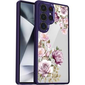 for Samsung Galaxy S25 Ultra Case [Buffertech 6.9ft Military-Grade Drop Protection] [Anti Peel Off Tech] Clear TPU Bumper 5G Phone Case Cover Design (Cherry Blossoms)