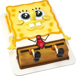 DecoSet SpongeBob SquarePants Creations Cake Topper, 5-Piece Birthday Party Set with Eye-Popping Face and 2 Arms and 2 Legs