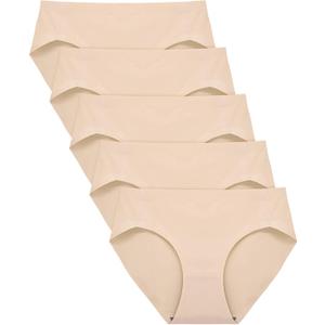 FallSweet No Show Underwear for Women Seamless High Cut Briefs Mid-waist Soft No Panty Lines,Pack of 5 M
