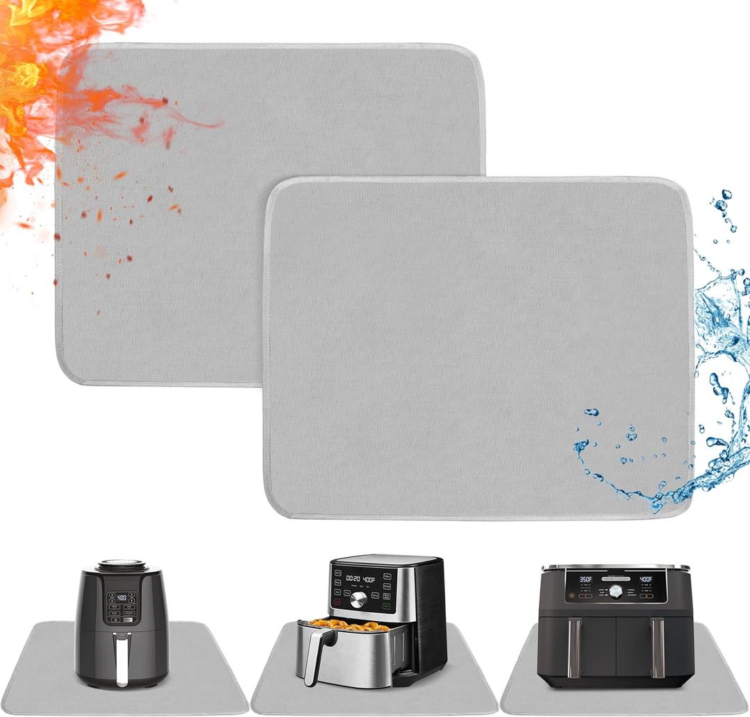 Heat Resistant Mats for Countertop - Firproof 16x20 in Heat Resistant Mats for Air Fryer - Kitchen Countertop Protector for Air Fryer, Coffee Maker, Stand Mixer, Toaster, Oven 2PCS - Grey (Gray)