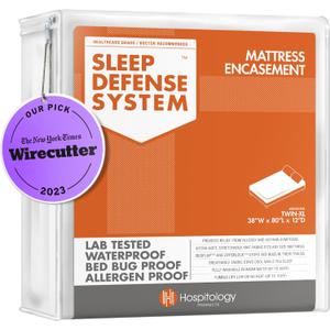 HOSPITOLOGY PRODUCTS Mattress Encasement - Zippered Bed Bug Dust Mite Proof Hypoallergenic - Sleep Defense System - Twin XL - Waterproof - Stretchable - Standard 12" Depth - 38" W x 80" L