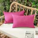Woaboy Set of 2 Outdoor Waterproof Throw Pillow Covers Hot Pink Decorative Farmhouse Solid Cushion Cases for Patio Tent Balcony Couch Sofa Car 12x20 Inch