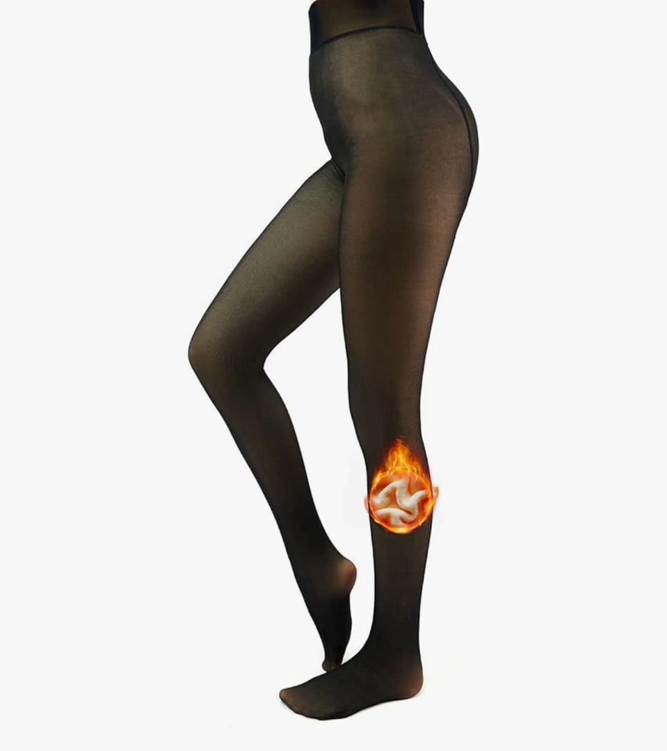 X-CHENG Fleece Lined Tights Sheer Women - Fake Translucent Warm Pantyhose Leggings Sheer Thick Tights for Winter No Size