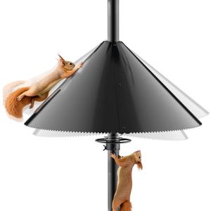 Squirrel Baffle for Bird Feeder Pole - Bird Feeder Baffle with Steel Spring Motion for Better Defense, Polycarbonate Extra-Thick Squirrel Guard for Outside Pole Mount, 19 Inch, Metal Buckle (black)