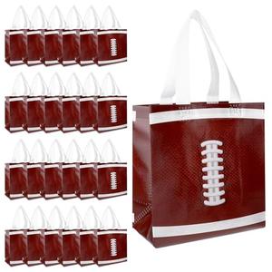 24Pcs Football Goodie Bags with Handles Non-Woven, Football Gift Bags Party Favor Paper Bag 7.8 x 7.8 Inch for Birthdays Snack Paper Party Bag for Team Treat Snacks Sports Decorations Supplies Gifts