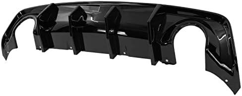 Fit 2020-2023 Dodge Charger Widebody Rear Diffuser Gloss Black-V2 Style | IKON MOTORSPORTS, IKON Rear Bumper Lip with 4 Shark Fins Part Gloss Black PP, 2021