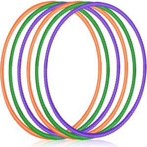 Sratte 12 Pcs Toy Hoop for Kid Detachable Adjustable Toy Hoop Colored Exercise Ring Plastic Circle for Kid Teen Gymnastics Equipment Require Self Assembly(28 Inch,Purple,Green,Orange)