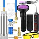 AC Leak Detector Kit, R1234yf R134a R410a AC Oil UV Dye Injector Kit Refrigerant Leak Detector Tool Low Side Quick Coupler Mini Split Adapter Glasses Flashlight(Beneficial)