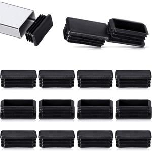 1 x 2 Inch Rectangle Plastic Plugs Tubing End Caps Black Plastic Rectangle Plugs Tubing Post End Cap for Tubing Chair Glide Inserts (24)(24 Pieces,1 x 2 Inch)