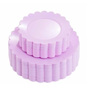 supernal 100pcs Ivory Plastic Plates Fancy Disposable Scalloped Plates for Party Heavy Duty for Party,Wedding,Brthdays Bridal Shower Plate Include 50 Plastic Dinner & Dessert Plate, Light Purple