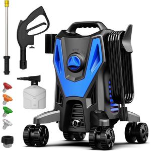 Electric Pressure Washer 4800 PSI 3.0 GPM High Power Washer with Anti-Tipping, 35FT Power Cord, Cleaning Machine with Foam Cannon for Cars Fences Driveways Patios Home Cleaning Blue