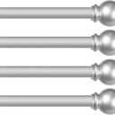 Kenney Chelsea Ball End Window Curtain Rod, Adjustable 28-48 Inch, Brushed Nickel Silver, 4 Pack