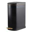 SYNCVIBE Slim Bathroom Trash Can with Lid Stainless Steel Garbage Can Soft Close Step Trash Bin with Removable Inner Bucket for Bedroom, Office, Kitchen (Matt Black, 3.5 Gallons)