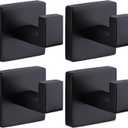 Towel Hooks for Bathrooms Robe Hook Coat Hook 4 Pack Matte Black Stainless Steel Heavy Duty Wall Mounted Square Hooks for Bathroom Kitchen Bedroom