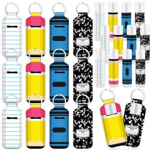 Loopeer 72 Pcs/36set Teacher Appreciation Lip Balm Gifts Bulk Pencil Themed Lip Balm and Lipstick Holder Keychians Teacher Team Thank You Gift for End of Year Graduation Back to School Party Favors