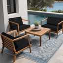 idee-home Outdoor Cushions for Patio Furniture, Outdoor Seat Cushion, Waterproof Couch Hampton Bay Deep Seat Replacement Chair Cushions for Garden Lawn Backyard Deck, 26.5 x 26.5 Black