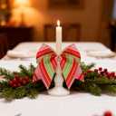 12 Pcs Christmas Bows 6 Inch Pink Red Green Candy Cane Lollipop Ribbon Bows for Xmas New Year Party Holiday Home Decor (Pink, Striped)