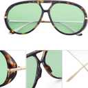 Trendy Retro Aviator Sunglasses with Side Shields for Women Men Oversized Plastic Round Large Vintage Shades