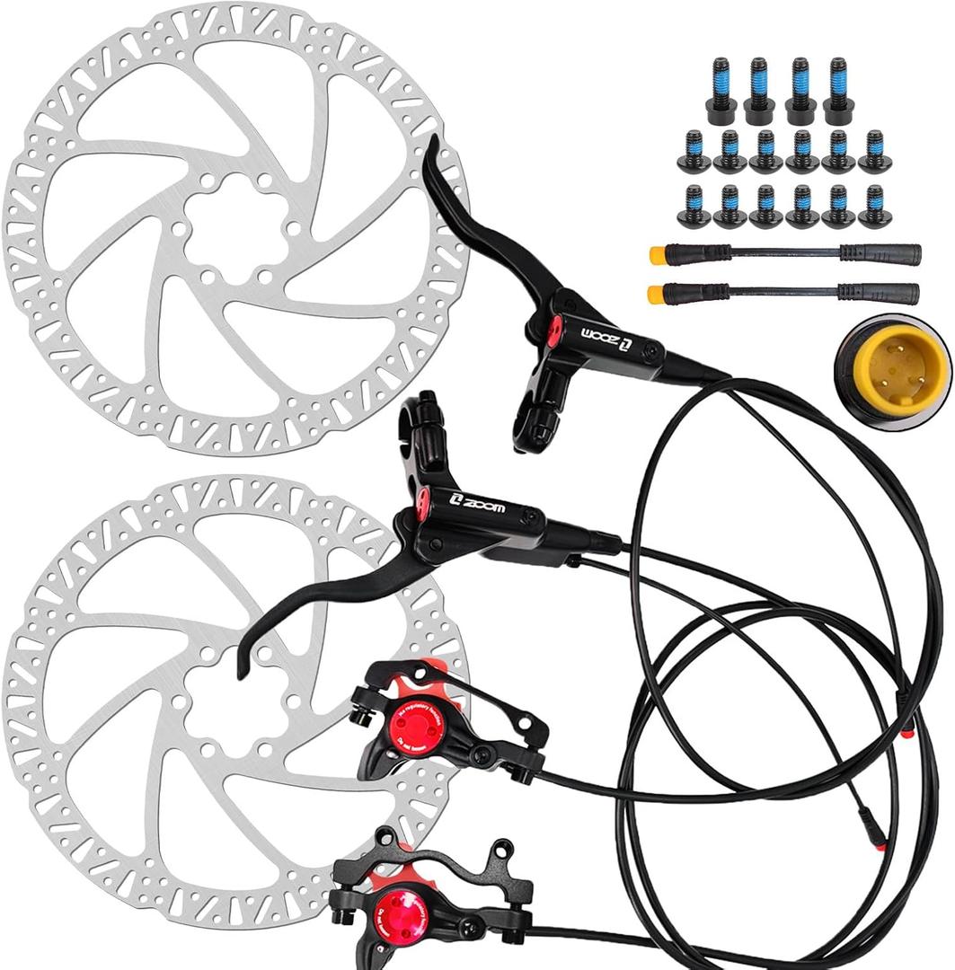 Zoom eBike Hydraulic Brake Upgrade Kit  2/3 PIN Male Waterproof Power-Off Sensor Connector, Pre-Bled Brake Levers & Calipers with 160mm Rotors Zoom eBike Hydraulic Brake Upgrade Kit  2/3 PIN Male Waterproof Power-Off Sensor Connector, Pre-Bled Brake Levers & Calipers with 160mm Rotors