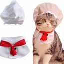 Pet Chef Hat Costume Set Pet Cooking Chef Cap Chef Dog Bandana Halloween Pet Costume Chef Hat for Cat