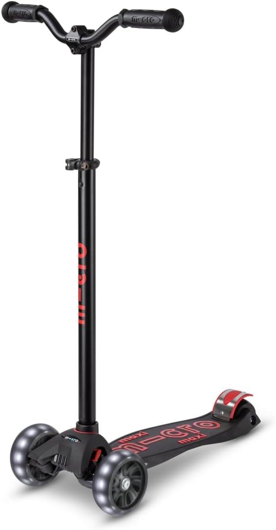 Micro Kickboard | Maxi Deluxe Pro LED Kids Scooter for Ages 512 | Children up to 110 lbs | 3 Wheel Lean-to-Steer Design | Chopper-Style Handlebar | Wide PU LED Wheels | Swiss Design
