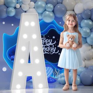 Big Marquee Light-up Letter Decorations: 4 Feet Tall Large Letters A Marry Me Proposal Baby Shower Alphabet 4FT Sign Graduation Party Wedding Engagement Anniversary HOCO Decor Mosaic Balloon