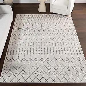 nuLOOM 5x7 Moroccan Blythe Area Rug, Grey, Faded Bohemian Design, Stain Resistant, For Bedroom, Dining Room, Living Room, Hallway, Office, Kitchen, Entryway