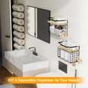 Towel Racks for Bathroom,Towel Rack Wall Mounted, 6 Tier Rolled Or Folded Towel Holder with Floating Shelves, Bathroom Towel Holder for Bath, Hand Towels,Metal,Walnut Wood Panel