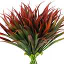 RECUTMS 8Pcs Artificial Plants Outdoor UV Resistant Outdoor Fake Plants Faux Tropical Flowers for Home Window Garden Office Patio Hanging Planter Pathway Front Porch Dcor(Red)