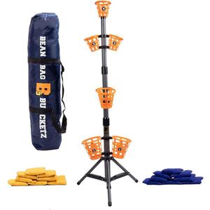 Creative Brainworks: B3 Bean Bag Bucketz; Outdoor Backyard Game : Lawn Bean Bag Toss Party Game - Giant 5' Camping, Tailgate, Beach, Cornhole Alternative Game Set, Yellow/Blue/Orange/Grey