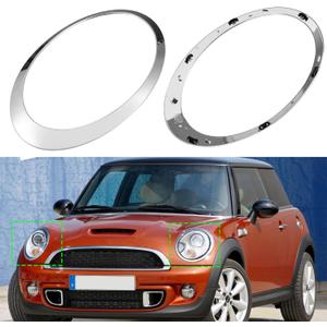 Compatible with MINI Cooper Headlight Trim Ring 2007-2013,R55 R56 R57 Headlight Rings,1Pair Chrome Head light Bezel Driver Passenger Side,Headlamp Trim Replacement for 51137149906 51137149905