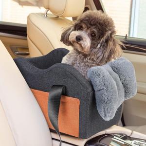 Dog Car Seat for Small Dog Center Console Seat Pet Booster Seat for Car Puppy Small Dogs(Dark Gray)