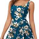 Aleumdr One Piece Swim dress Swimsuit for Women Tummy Control Split Swim Dress Skirt Bathing Suit with Pockets, M