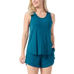 GYS Women's Bamboo Viscose Cooling Tank Pajama Set | Moisture wicking, Lightweight & breathable, Tagless comfort, Sleeveless, Flowy A-line tank top with shorts, for hot sleeper (Blue, XXL)