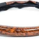 Generic Car Steering Wheel Cover, Wood Grain and Leather,Non-Slip & Breathable Universal Fit for Most Cars, Comfort Grip Cover - Black * Brown