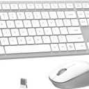 LeadsaiL K786 Wireless Keyboard and Mouse Combo, 2.4GHz Lag-Free Wireless, Full Size Ergonomic Keyboard Silent Mouse for Windows Mac PC Laptop, 12 FN Shortcuts, Long Battery Life - White and Grey