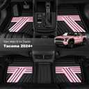 Rubber Floor Mats for Toyota Tacoma 2024-2026 (Not Fit Hybrid) Black & Pink