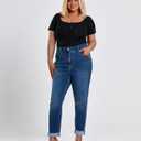Women's Plus Size Jeans High Rise Skinny Stretchy Jean with Pockets Tummy Control Denim Pants Trendy (Blue, XXL)