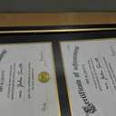Double Diploma Frame 14x20, Display Two 8.5x11 Degree, Certificates, Documents, Tempered Glass with Acid-Free Black over Gold Mat, Dual Diploma Frame for Graduation, Black with Gold Trim